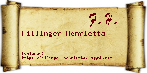 Fillinger Henrietta névjegykártya